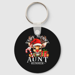 Very Merry Aunt Reindeer Matching Christmas  Key Ring
