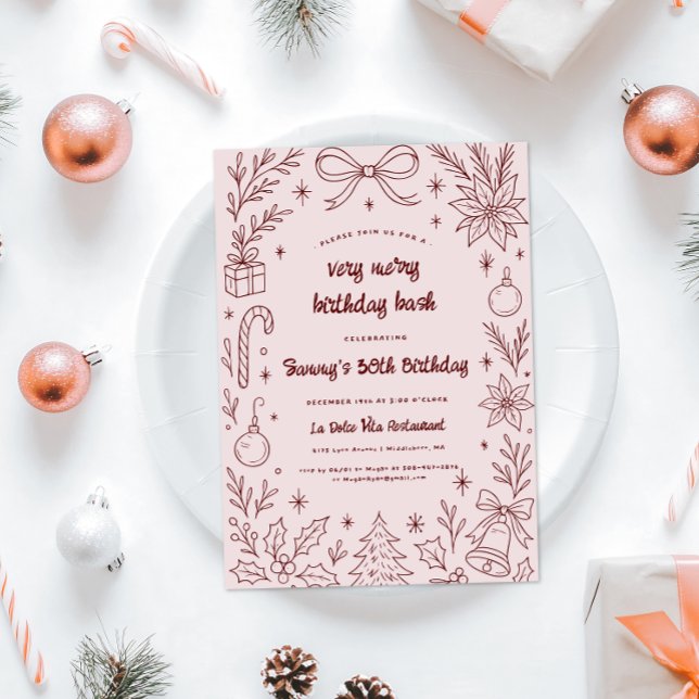 Very Merry Birthday Bash | Christmas Party Invitation (Creator Uploaded)