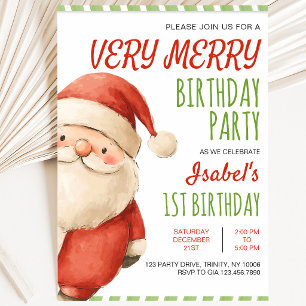 Very Merry Birthday Santa Claus Invitation