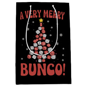 Very Merry Bunco Christmas Tree Dice Game Night Medium Gift Bag