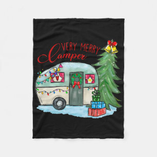 Very Merry Camper Christmas Santa Camper Camping T Fleece Blanket