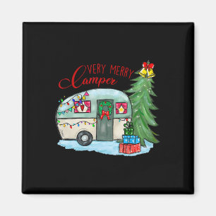 Very Merry Camper Christmas Santa Camper Camping T Magnet