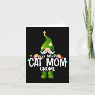 Very Merry Cat Mom Gnome Christmas Matching Card