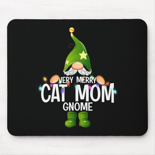 Very Merry Cat Mom Gnome Christmas Matching  Mouse Pad (Front)