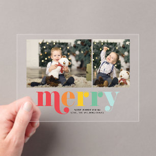 Very Merry Christmas 2 Photo Acrylic Invitations