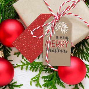 Very Merry Christmas Berry Branch Holiday Gift Tags
