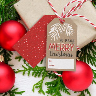 Very Merry Christmas Berry Branch Holiday Gift Tags