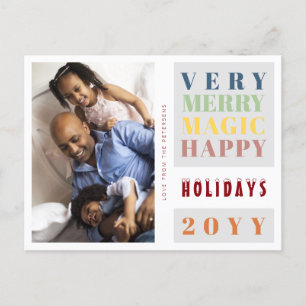 Very Merry Christmas holidays big typography Holiday Postcard