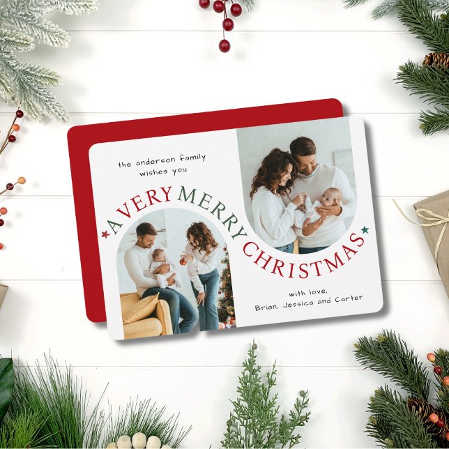 Very Merry Christmas Modern Arch Photo Holiday Card (Creator Uploaded)