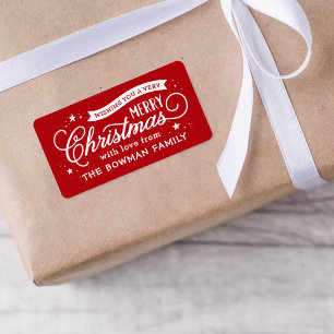 Very Merry Christmas Script Holiday Gift Label