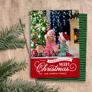 Very Merry Christmas Script Photo Holiday Card