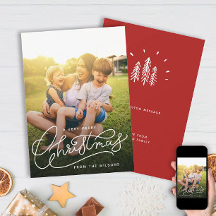 Very Merry Christmas Simple Cute Family Photo Holiday Card