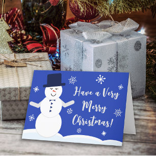 Very Merry Christmas Snowman Holiday Card