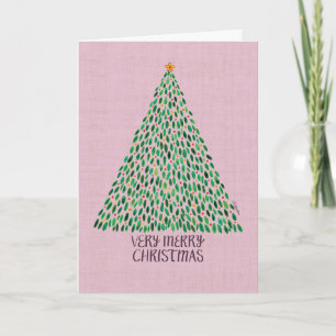 Very Merry Christmas Tree on Pink Card