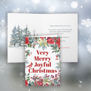 Very Merry Christmas winter watercolor Card