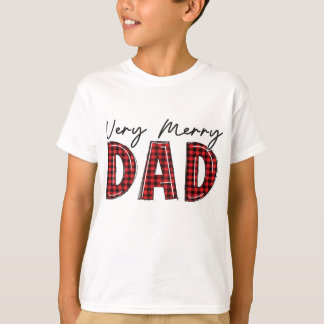 Very Merry Dad Red Buffalo Plaid Family Christmas T-Shirt