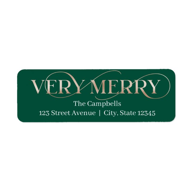 Very Merry EDITABLE COLOR Holiday Address Label (Front)