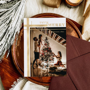 Very Merry Elegant Custom Photo Gold
