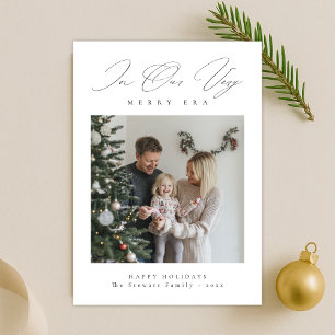 Very Merry Era Modern Family Photo Christmas Card