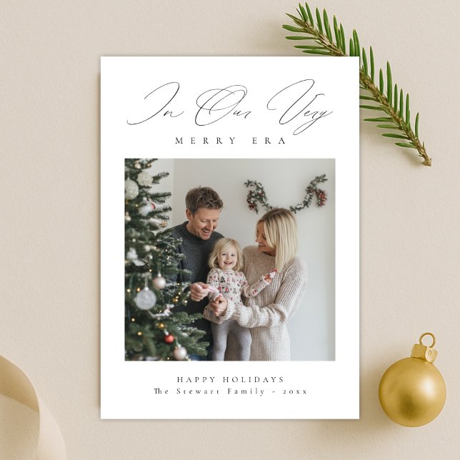 Very Merry Era Modern Family Photo Christmas Card (Creator Uploaded)