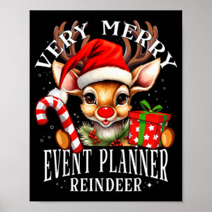 Very Merry Event Planner Reindeer Matching Christm Poster