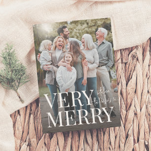 Very Merry Family Photo Modern Christmas Holiday Card