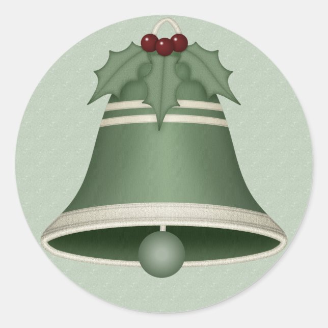 Very Merry Green Christmas Bell Stickers (Front)