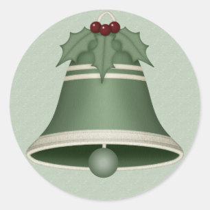 Very Merry Green Christmas Bell Stickers