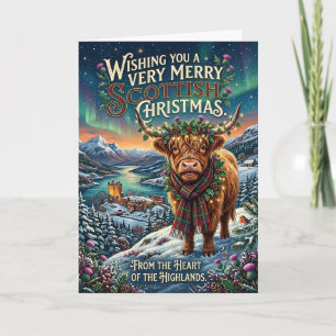Very Merry Highland Cow Christmas Card