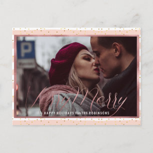 Very Merry Holiday rose gold Postcard