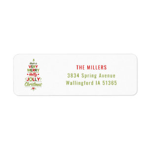Very Merry Holly Jolly Christmas Tree Custom Text 