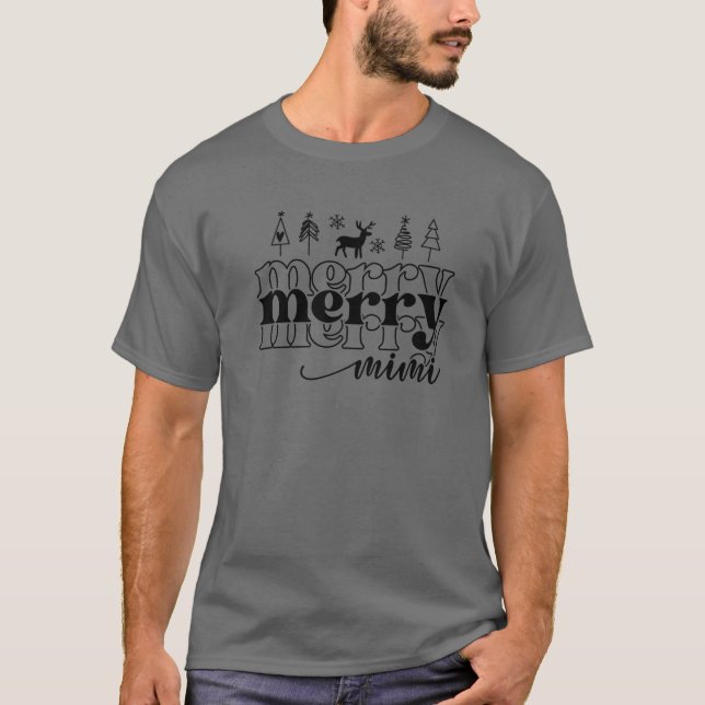 Very Merry Mimi Christmas Lights Mimi Mum Christma T-Shirt (Front)
