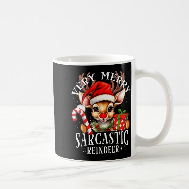 Very Merry Sarcastic Reindeer Matching Christmas  Coffee Mug (Right)