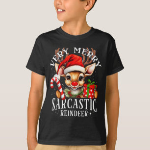 Very Merry Sarcastic Reindeer Matching Christmas  T-Shirt
