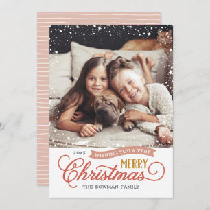 Very Merry Script Colourful Photo Holiday Card