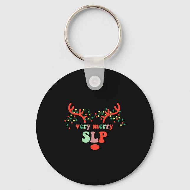 Very Merry Slp Reindeer Christmas Speech Therast X Key Ring (Front)