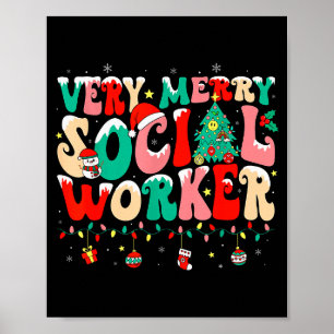 Very Merry Social Worker Xmas Cool Christmas Socia Poster
