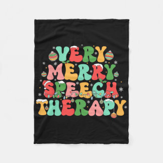 Very Merry Speech Therapy Christmas Speech Therapi Fleece Blanket