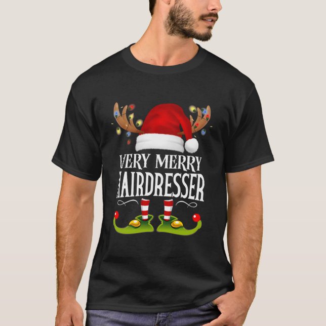 Very Merry X-Mas Hairdresser T-Shirt (Front)