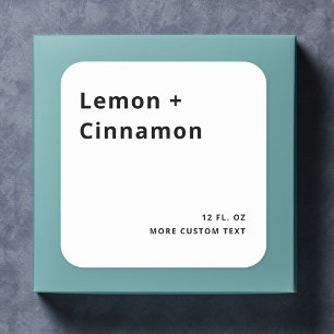 Very minimal square white product labels