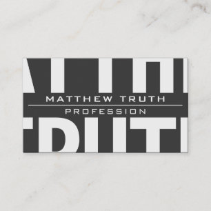 Very Modern Bold Dark Grey White Text Business Card