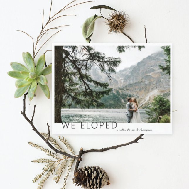 Very Modern Elopement Photo Announcement Postcard (Creator Uploaded)