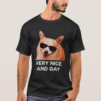 Very Nice And Gay Dog Glasses Meme T-Shirt