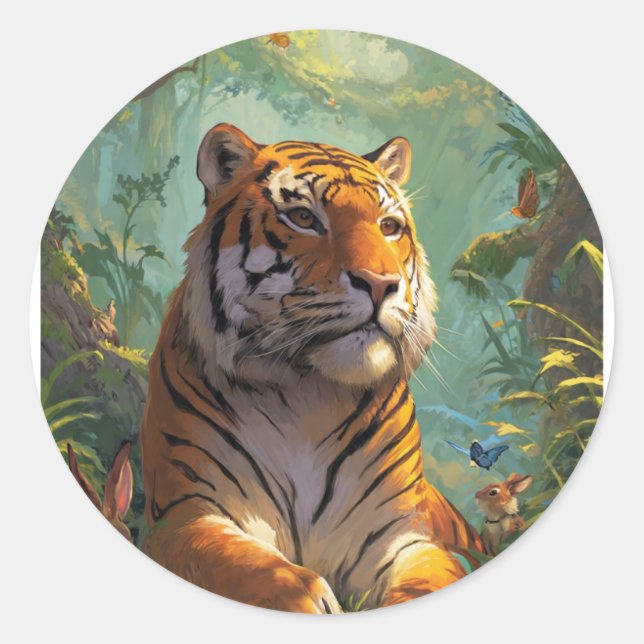 Very nice tiger 🐯 design on classic round sticker (Front)