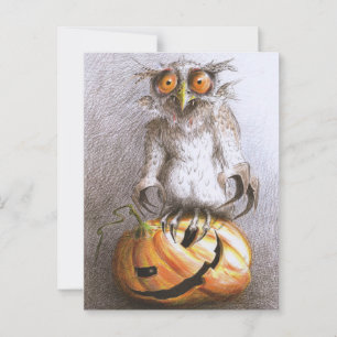 Very old Halloween Vampir Eule Postcard