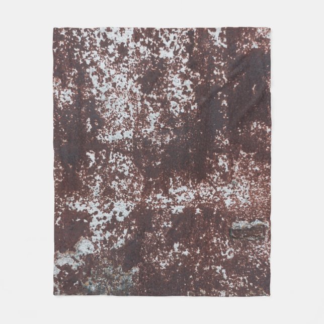 Very old rusted sheet iron. Textured metal surface Fleece Blanket (Front)