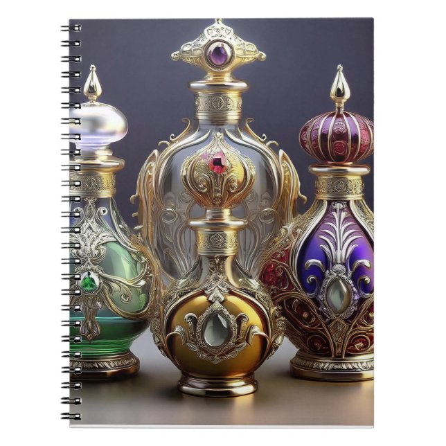 Very Ornate Baroque Style Perfume Bottles Notebook (Front)