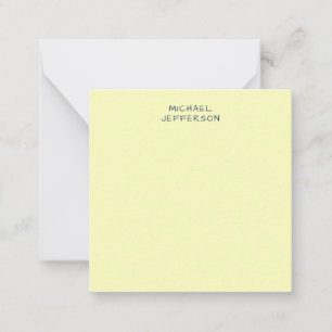 Very Pale Yellow Minimalist Plain Modern Name Card