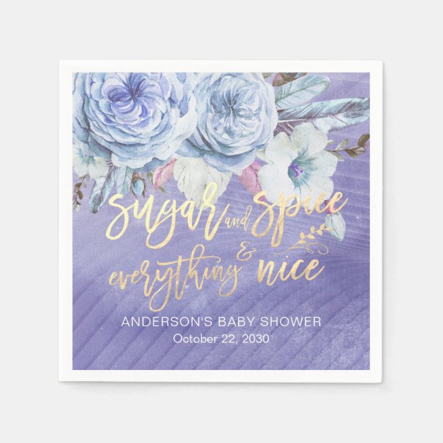 Very Peri Baby Shower Sugar Spice Everything Nice Napkin (Front)