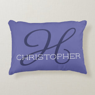 Very Peri Blue H Initial Personalised Name Trendy  Decorative Cushion